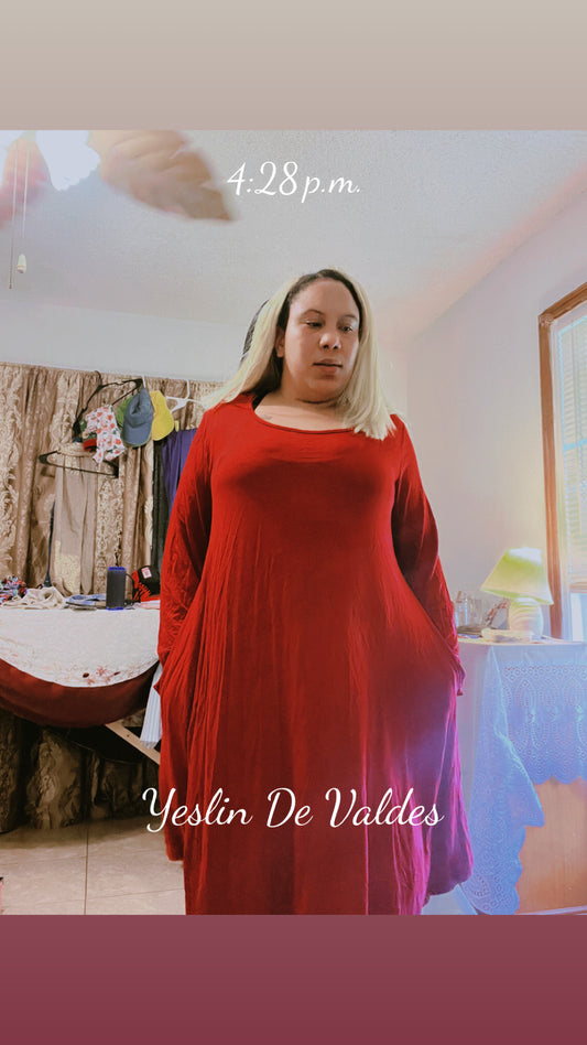Vestido rojo con bolsillo